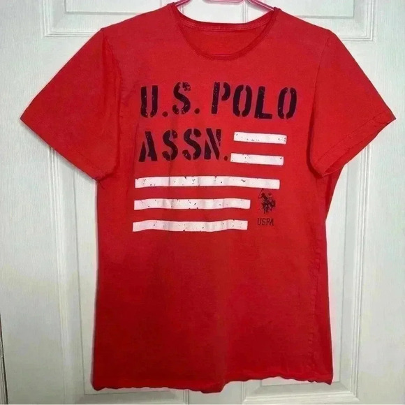 U.S. Polo Assn T-Shirt  Orange/Black/White Size XL - Picture 1 of 16